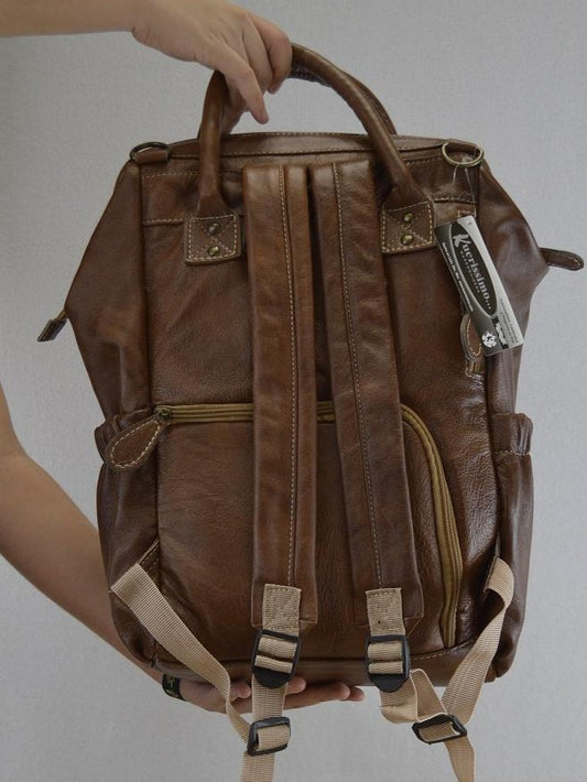 Bolsa Mochila Bag Pack Pañalera N° 14 Kueri Piel Vacuno BO3614